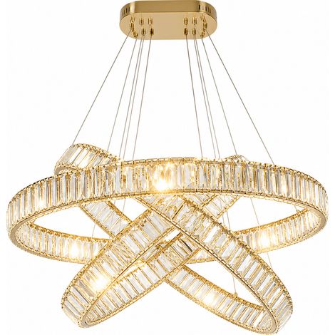 LUSSOCRAFT Lustre en cristal classique – Cristal, 81 W, 3 couleurs d'éclairage dimmables, LED intégrée, 91.5×53.8×14.5 cm, pour couloir et entrée (1/5)