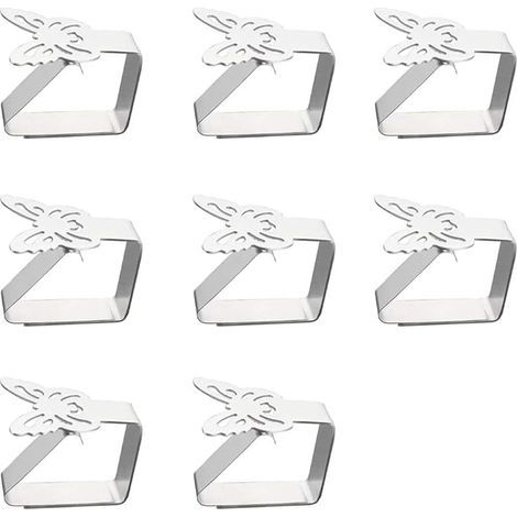 8 pièces pince à nappe en acier inoxydable pince à nappe papillon pince à pince à nappe convient aux tables d'une épaisseur ne dépassant pas 3 cm (1/4)