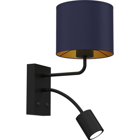 Applique murale moderne avec liseuse noire et bleue E27/GU10 métal Arden Luminex IP20