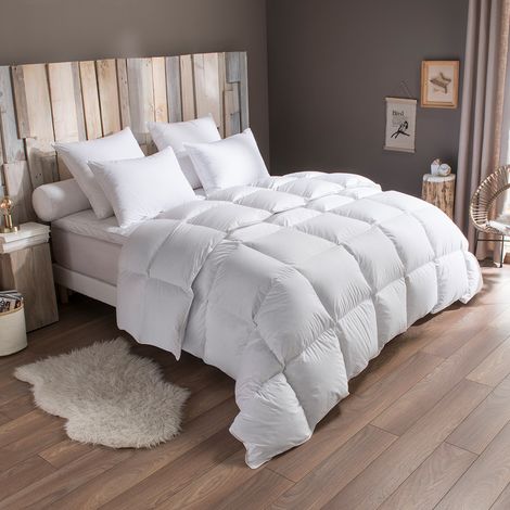 Dodo – Couette chaude 70% duvet d'oie – 140x200 cm – Anti-acariens – Enveloppe percale coton – Thermorégulation naturelle