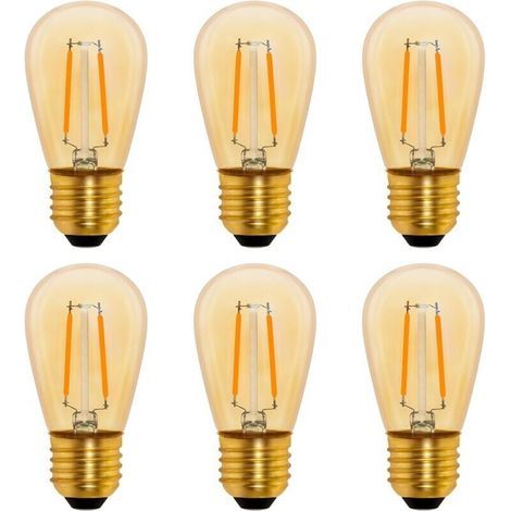 Lampadina LED vintage S14 a filamento E27 1W equivalente a lampadina a incandescenza da 10W non dimmerabile bianco caldo 2200K 220V Confezione da 6 (1/4)