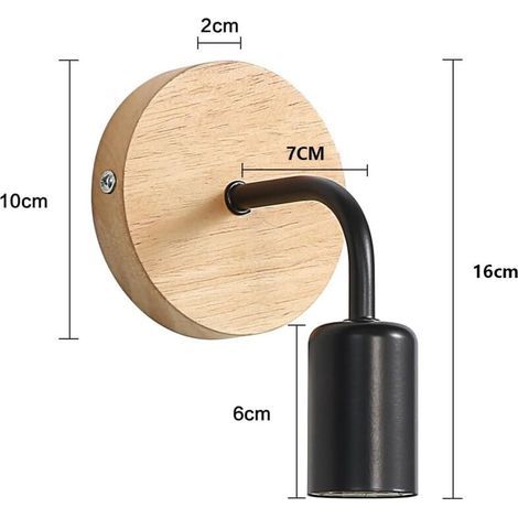 2-teilige Wandleuchte für den Innenbereich, E27-Fassung, Wandleuchten aus Holz für Wohnzimmer, Schlafzimmer, Lounge, Schwarz [Energieklasse E] (1/5)