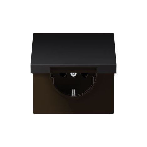 Jung Prise SCHUKO®, 16 A 250 V , couvercle à charnière, aluminium laqué, série LS, dark AL 1520 KL D