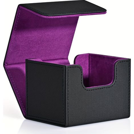 Boîte de rangement pour cartes – Peut contenir plus de 120 cartes sous pochettes simples – Fermeture magnétique à rabat, violette (1/4)