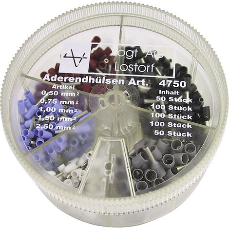 Vogt Verbindungstechnik 4750 Aderendhülsen-Sortiment 0.5 mm², 0.75 mm², 1 mm², 1.5 mm², 2.5 mm² Teil