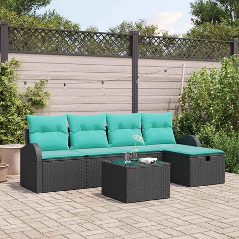 Teenpull – Gartensofa-set 6 Stk. Schwarz Poly-Rattan (1/5)