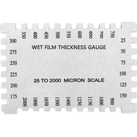 Hochpräzises sechseckiges Edelstahl-Messgerät zur Nassfilmdickenmessung, 25 bis 3000 µm, mit Kamm- und Mil-Skala, kompatibel mit Lacken und Farben. (1/5)
