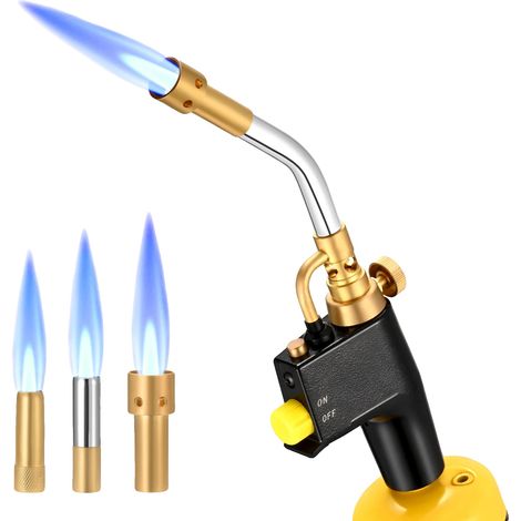 Soplete de propano MAPP, boquilla de acero, 30 cm de longitud, alta temperatura de hasta 1770 °C, boquillas intercambiables, certificado CE. (1/5)