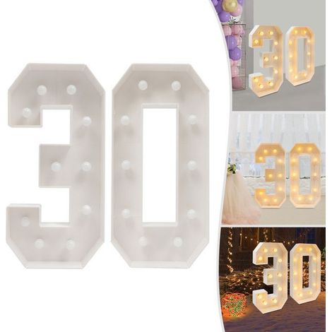 Pièce Décoratif Numérique (30) - Décoration de 30e Anniversaire de Fête - Objet Décoratif Lumineux LED pour Décoration Anniversaire (1/5)