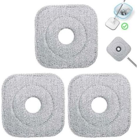 ALLIANDISUlisemEnsemble de 3 Têtes de Rechange Balai Serpillère en Microfibre, Tampons de Rechange Vadrouille Carrée, Absorbante, Lavable en Machine, Utilisation Humide et Sèche pour Mop Serpillere (1/4)
