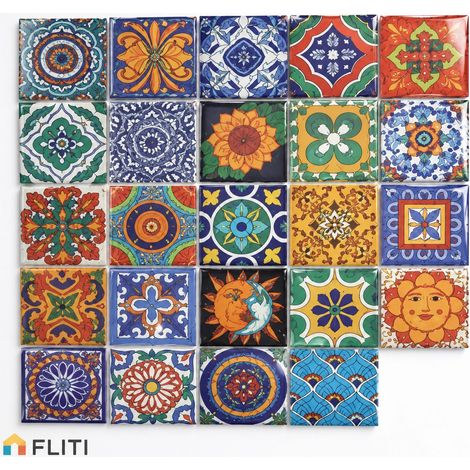 FLITI Autocollants Muraux PVC 10x10cm Lot de 24 Stickers Carrelage Imperméables Cuisine Salle de Bain (1/5)