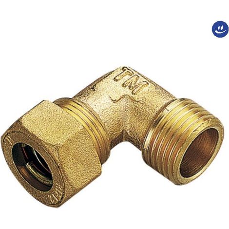 Raccordo curvo maschio con tenuta o-ring per tubo rame modello 1300 3/4 ø18 TIEMME