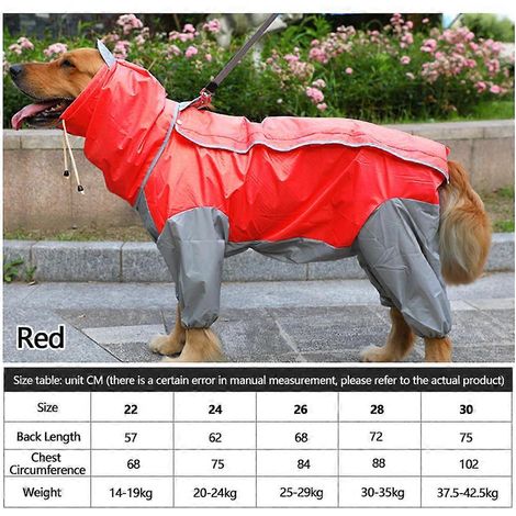 Imperméable pour chien, combinaison imperméable réfléchissante, imperméable, cape de pluie, veste poncho à capuche pour chiens moyens et grands, accessoires pour animaux de compagnie (1/4)