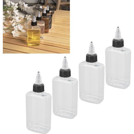 Erhältlich im 4er-Pack: Tragbare 100-ml-Würzflaschen mit luftdichtem Verschluss, ideal zum Grillen, Campen und Nachfüllen. (1/5)