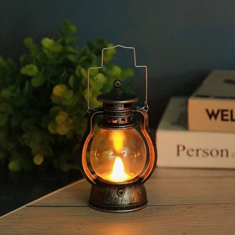 12 Pcs Mini Lanterne DéCorative avec Bougie LED Lanterne Vintage Lanternes à Bougie Suspendues Lanterne à Piles Cuivre (1/5)