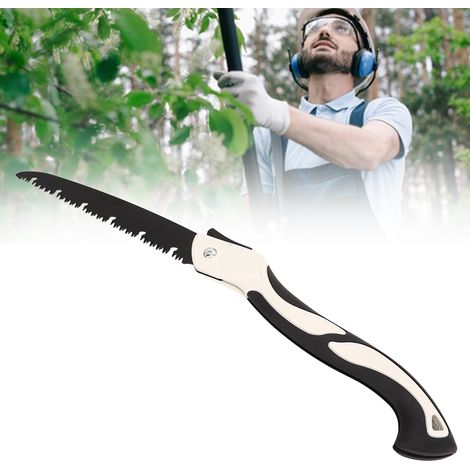 Scie pliante, conception compacte, scie à main à lame pour le camping et le travail du bois, scie d'élagage pour bois sec à dents dures, scie pliante de 250 mm. (1/5)
