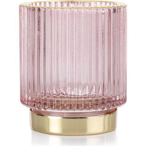 Photophore en Verre 7 x 8 cm Pompey Rose Poudre Or (1/4)