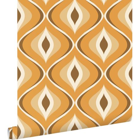 papier peint ornements au style rétro marron, beige et orange  - ESTAhome (1/5)