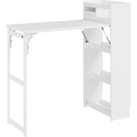 SoBuy Kücheninsel mit Arbeitsplatte klappbar Platzsparender Küchenschrank mit Stauraum Offenes Regal mit Flaschenregal 65.3×199.5×120 cm Tragkraft 69 kg FWT115-W (1/5)