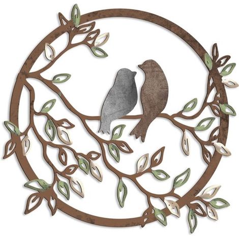 -Peinture murale en métal silhouette d'oiseau sur des branches décoration artistique d'oiseau adaptée au salon jardin chambre bureau murs de... (1/5)