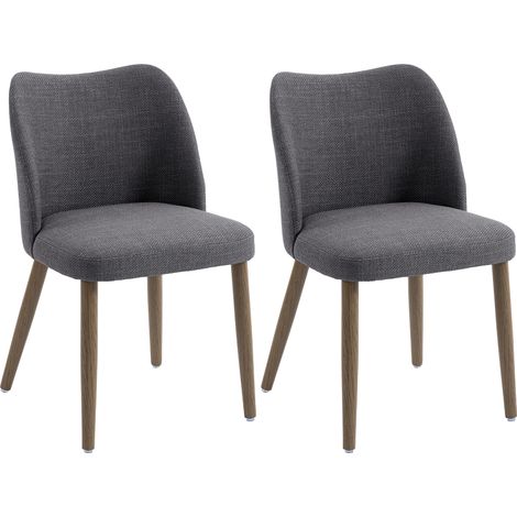 HOMCOM Dining Chairs Set of 2, Kitchen Chairs with Padded Seat, Curved Back