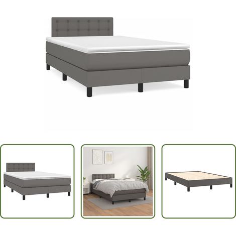 Matelas ensaché -  Sommier à lattes de lit avec matelas gris 120x190 cm similicuir (1/5)