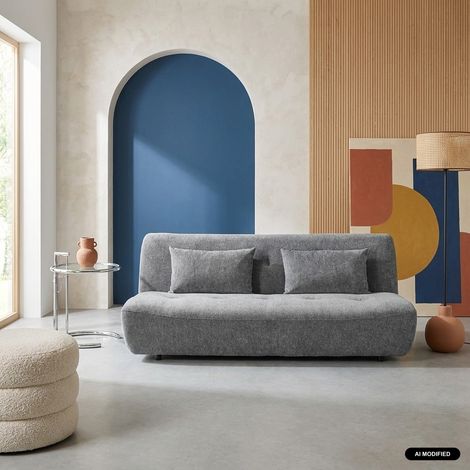 Banquette convertible tissu chenille 3 places - Klik Chenille Gris (1/5)