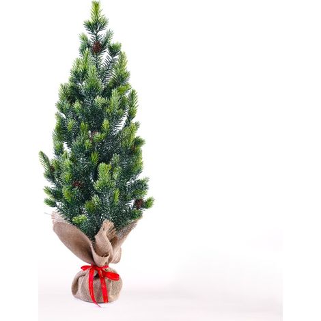 Albero di Natale artificiale piccolo 50cm da tavolo con pigne e neve finta Stoeren