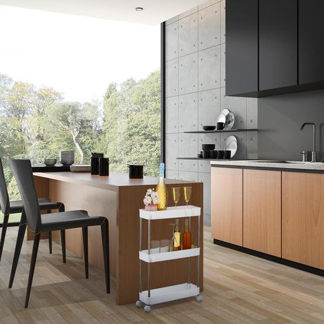 Carrello portaoggetti a 3 ripiani con ruote per cucina o bagno