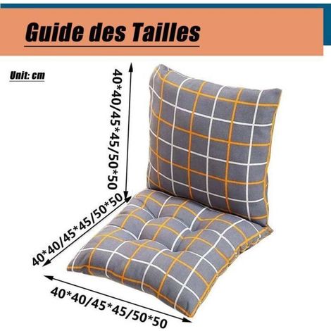 Lot de 2 coussins de chaise avec dossier, rembourrage moelleux de 4 cm, tissu doux et durable. Pour couleurs coussin de chaise.
