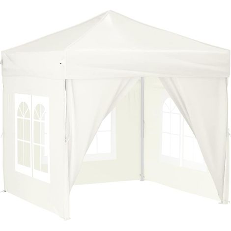 vidaXL Carpa para fiestas plegable con paredes laterales crema 2x2 m (1/2)