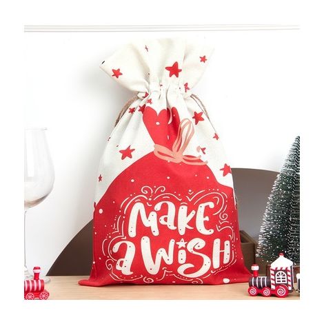 Décorations de Noël et d'Halloween, sachets de bonbons, sacs en toile de jute, sacs cadeaux à cordon avec motifs de dessins animés, sacs à pommes, sacs à dos Père Noël, modèle 02