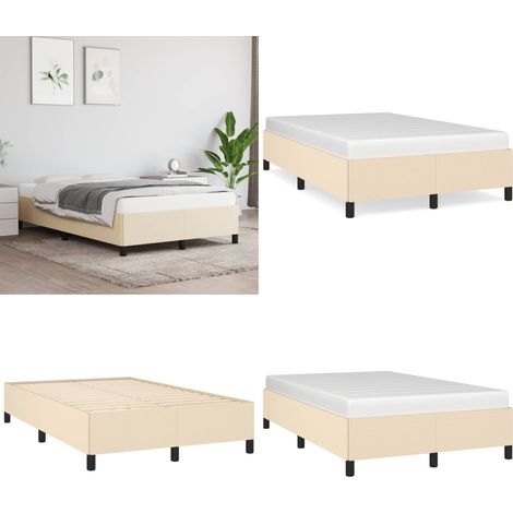 Bettgestell ohne Matratze Creme 120x190 cm Stoff - Bettrahmen - Holzrahmen - Lattenrost - Single Bett - Doppelbett - Home & Living (1/5)