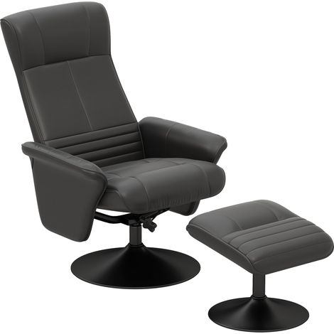 Fauteuil pivotant ergonomique avec tabouret, aspect microfibre, noir, 150 kg