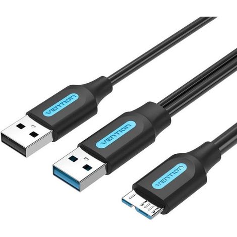 Cavo USB 3.0/M USB2.0/M MICROUSB/M 1 M NERO VENZIONE 1m/ Da microUSB-B a USB-A/ USB-A Da alimentatore
