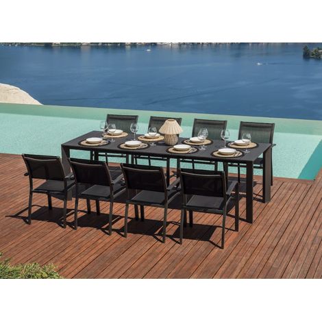 Tavolo in alluminio, allungo con gambe scorrevoli 165/250x90 cm MALIGI HOME MG/CAMELIA Alluminio - Antracite (1/3)