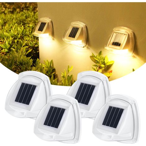 4PCS Lumière Mur 8LED Jardin Clôture Paysage Cour Extérieur Blanc Chaud Lumière Solaire Jardin Lumière, Solaire (1/5)