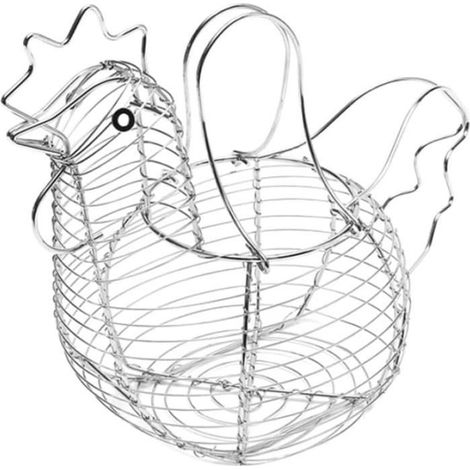 Panier de porte-oeufs - Chromé - Fil métallique - Blanc - Rangement pratique (1/4)