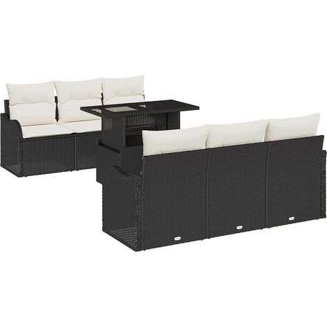 Maison Exclusive - Conjunto de sofá de jardín 7 pcs Negro Rattan (1/5)