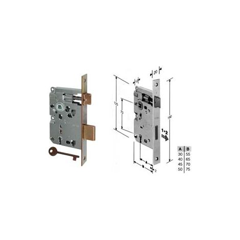 SERRATURA A BUSSOLA RIDOTTA DA INFILARE BORDO QUADRO BRONZATO- - mm.45 bordo acciaio bronzato (B.00572.45.02) - 2 pezzi AGB