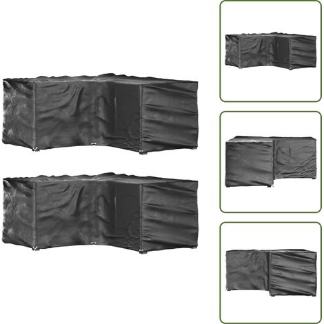 Gartenmöbel-Abdeckungen in L-Form 2 Stk. 12 Ösen 185x185x90 cm - Gartenmöbelschutzhülle - Gartenmöbelabdeckung - Rattanmöbel Abdecken - Wetterfeste Gartenabdeckung - UV-resistente Abdeckung (1/5)