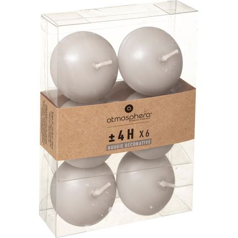 Lot de 6 Bougies Flottantes "Basic" 4cm Taupe (1/2)