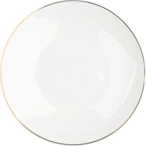 Assiette plate en céramique blanche à bordure dorée, 26 cm, 1 pièce, Bella