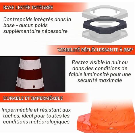 Folding Warning Cone with ABS Base Reflective for Car Breakdown Parking and Construction (1/4)