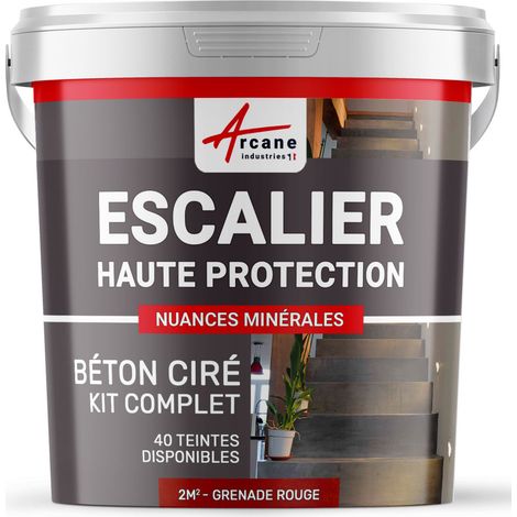 Béton ciré escalier, kit complet - 2 m² (en 2 couches) Grenade Rouge - ARCANE INDUSTRIES (1/5)