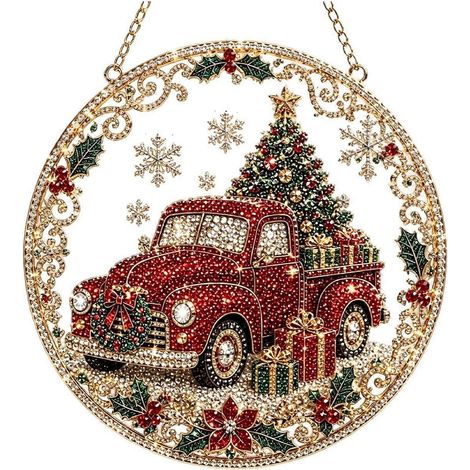 FKit de décoration de Noël en perles et diamants, attrape-soleil, ornement suspendu en acrylique de 20 cm, kit de loisirs créatifs pour adultes et débutants, cadeau idéal pour décorer une fenêtre ou v (1/5)