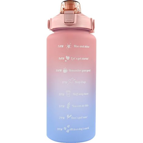 Botella De Agua 2 L - Con Bombilla Y Marcador Horario Motivacional - Para Deporte Y Exterior (1/5)