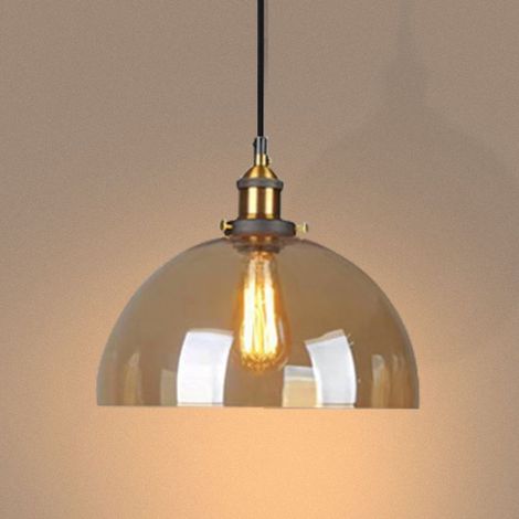 Lustre Suspension en Verre Industrielle Rétro Luminaire Vintage Lampe de Plafond E27 Abat-jour pour Salon Chambre Cuisine Ambre D (1/5)