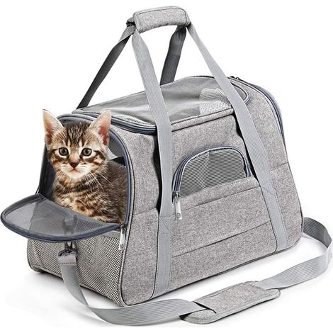 Cat Dog Carrier Bag, Breathable Shoulder Handbag for Cat Dog Pet (Gray) (1/5)