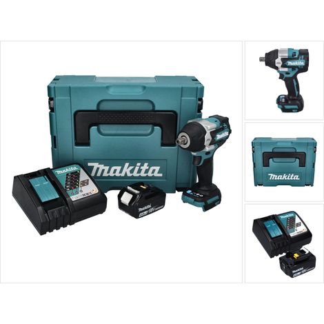 Llave de impacto sin cable Makita DTW 701 RM1J 18 V 700 Nm 1/2" XPT Brushless + 1x batería recargable 4,0 Ah + cargador + Makpac
